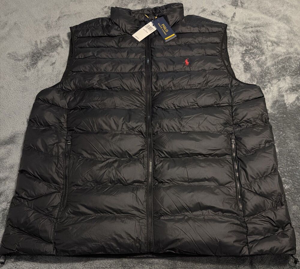 3XLT Polo Ralph Lauren Men Black Water Repellent Performance Puffer Vest